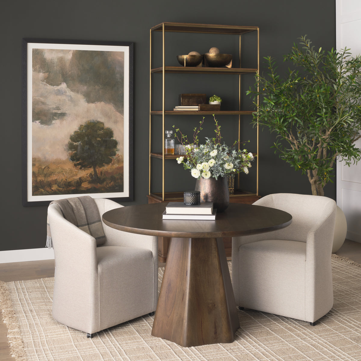 Mercana Jovani 48" Round Pedestal Dining Table | Modern | Dark Brown Wood | Seats 4