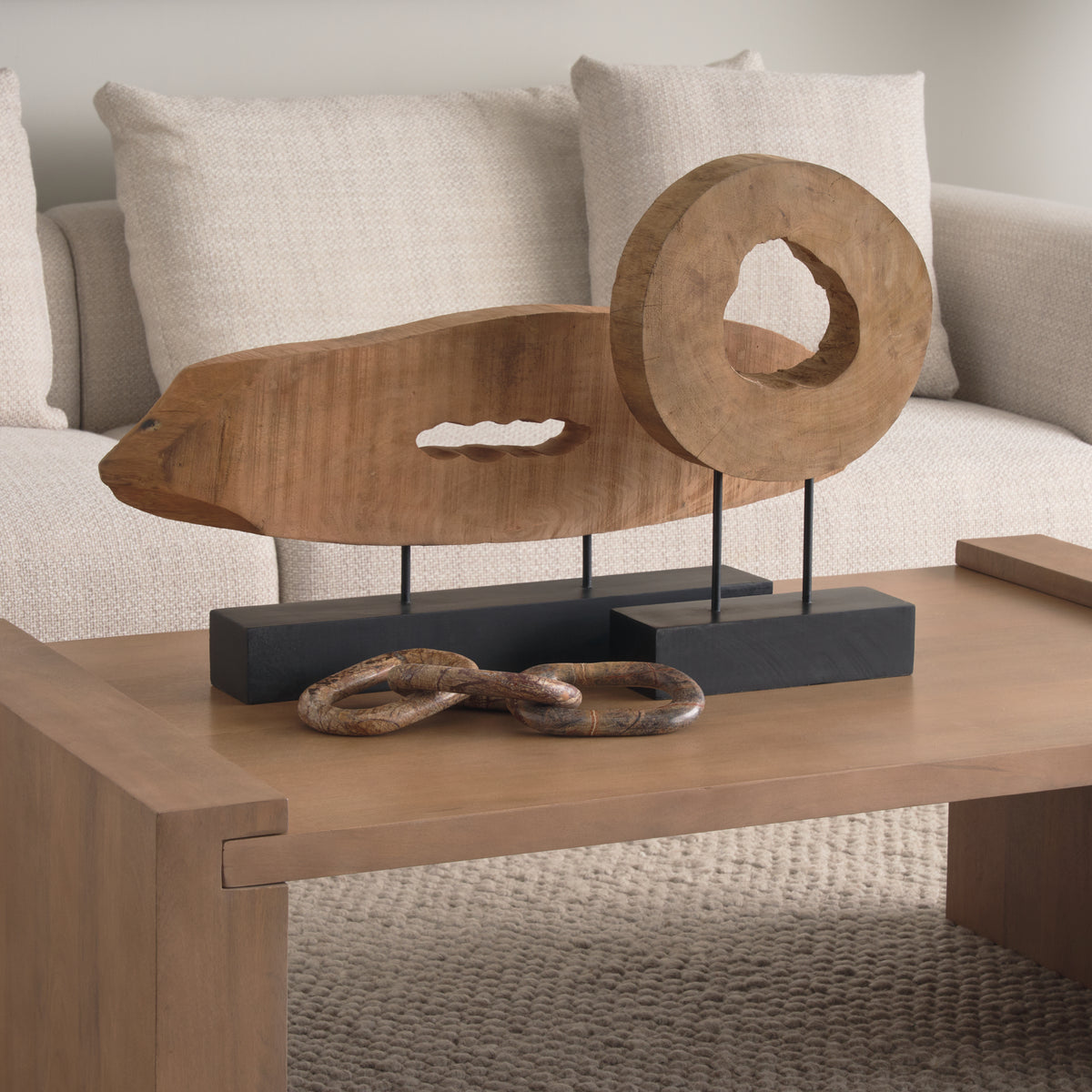 Mercana Wesson Light Brown Wood Rectangular Coffee Table
