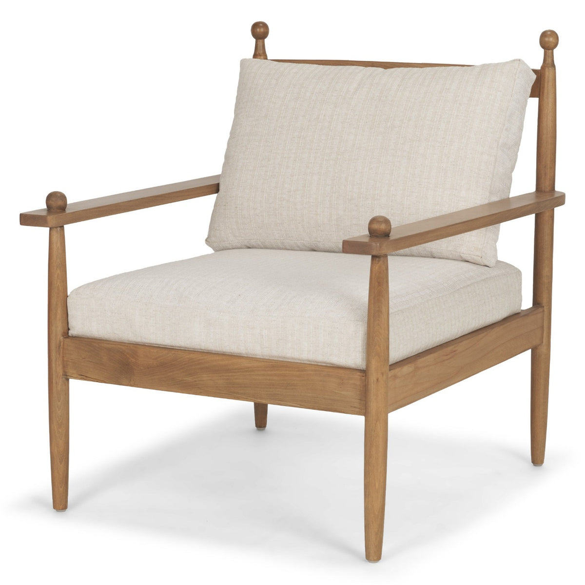 Mercana Danni Beige Fabric Beech Wood Framed Accent Lounge Chair
