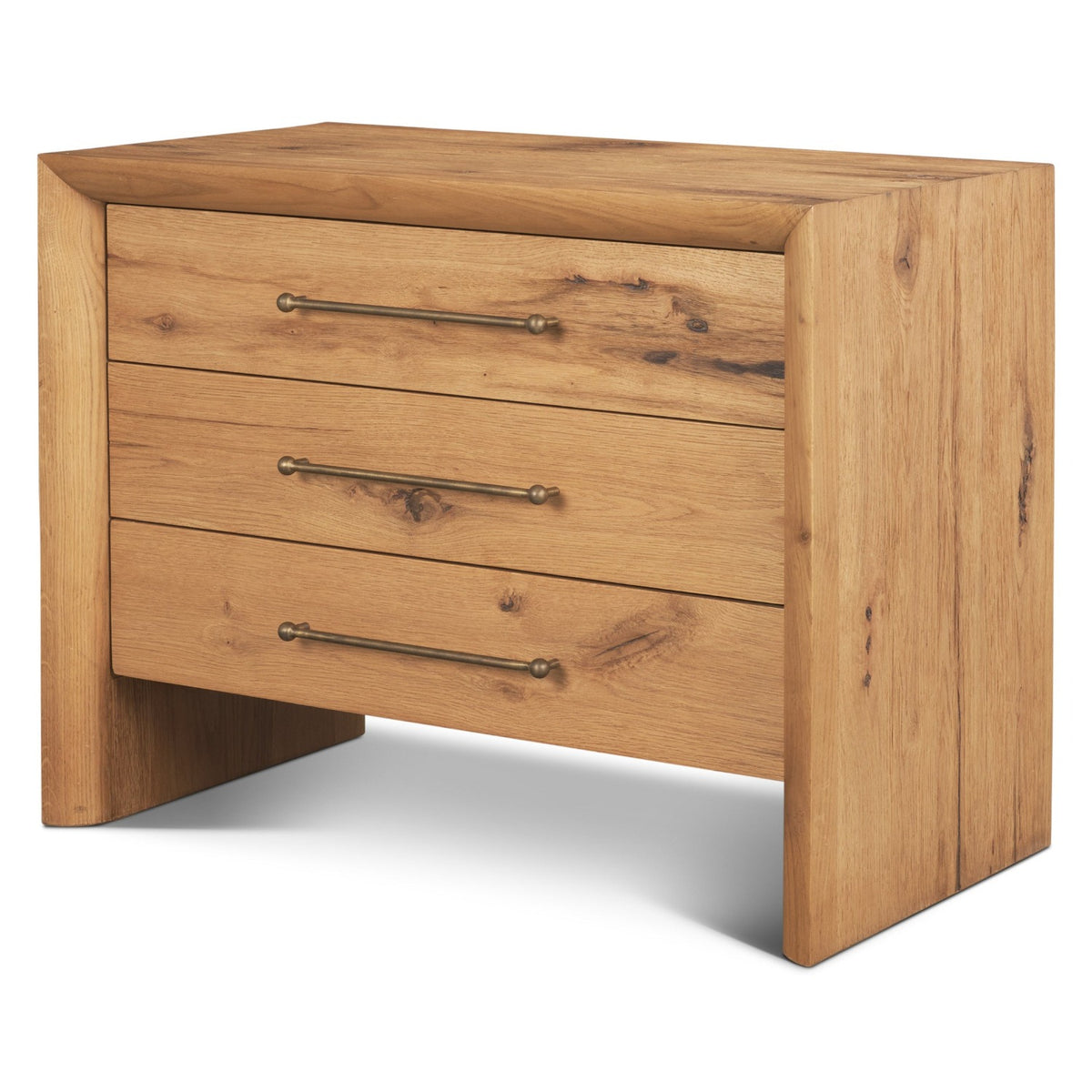 Mercana Belford 3-Drawer Light Brown Oak Wood Closed Nightstand