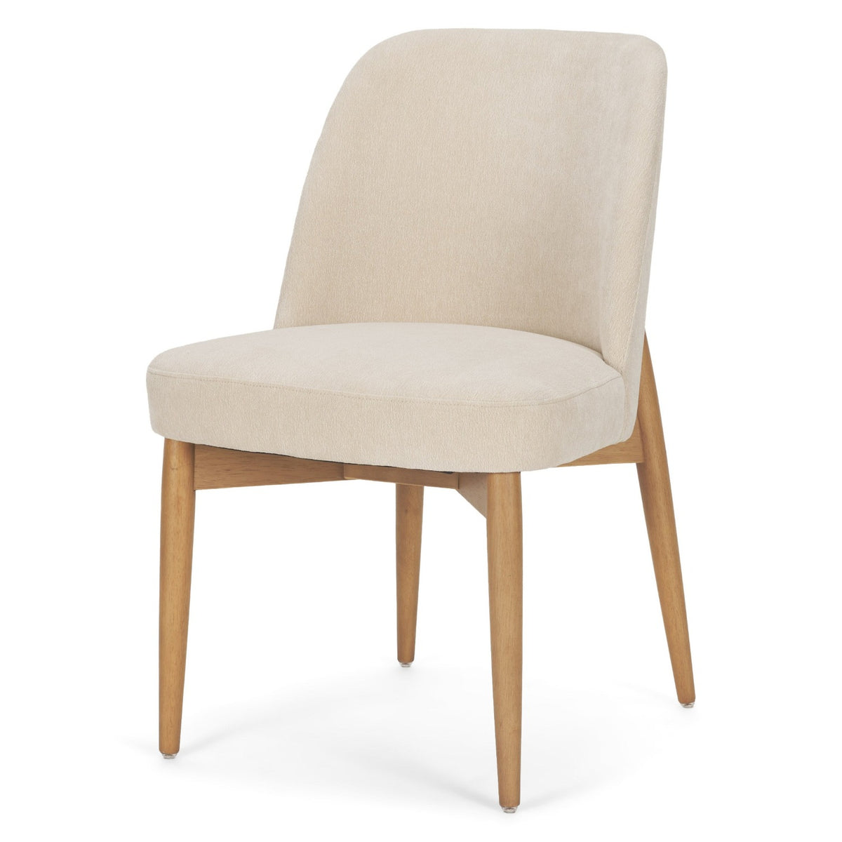 Mercana Abbie Curved Back Dining Side Chair | Oatmeal Fabric w/ Brown Wood