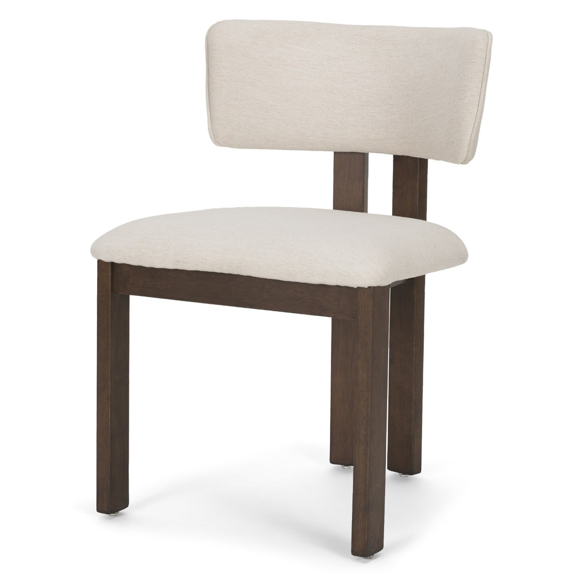 Mercana Soho Cream Chenille w/Dark Brown Wood Open Back Dining Side Chair Set of 2, primary product view