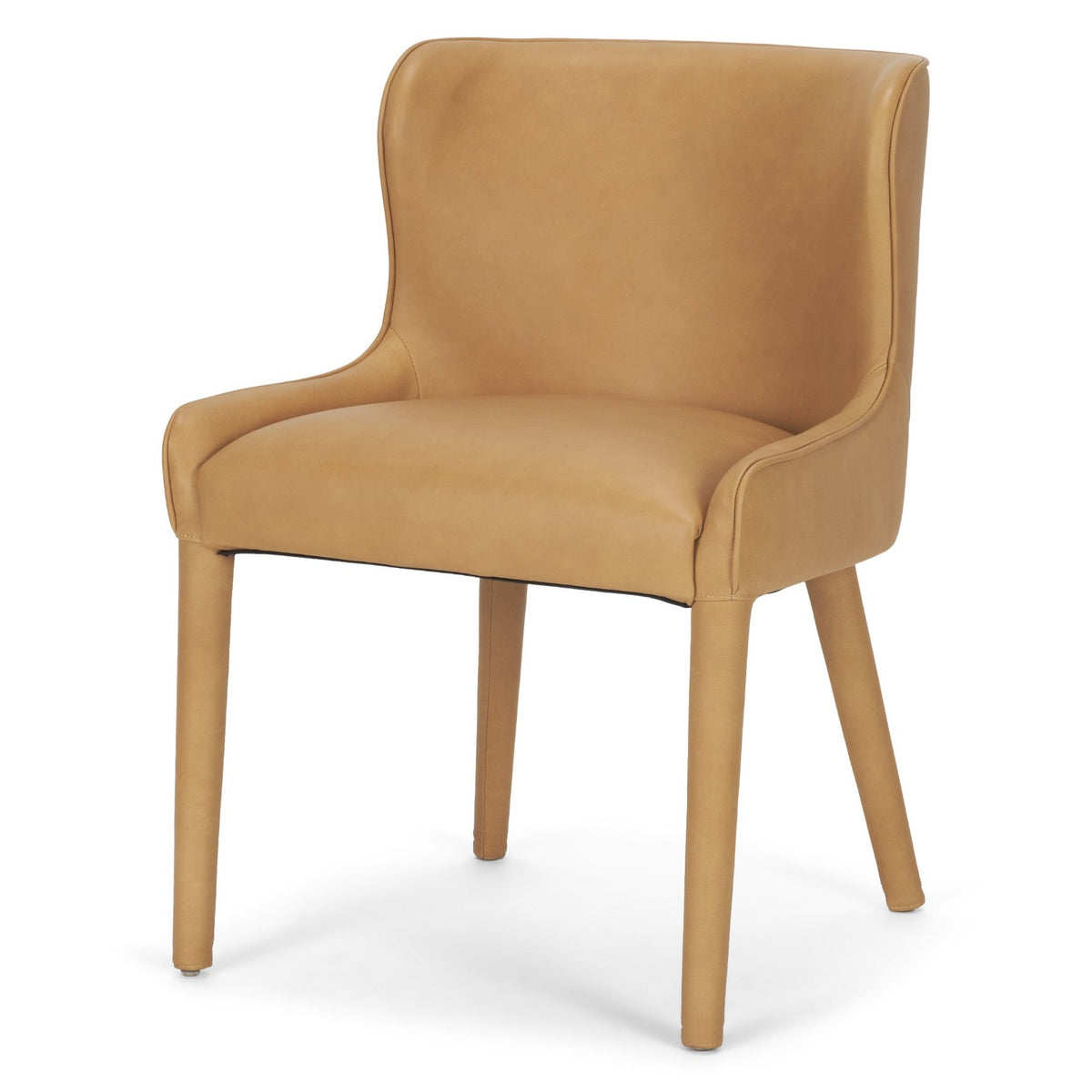 Mercana Nolan Tan Leather w/Tapered Wood Wingback Dining Side Chair Set of 2, primary product view