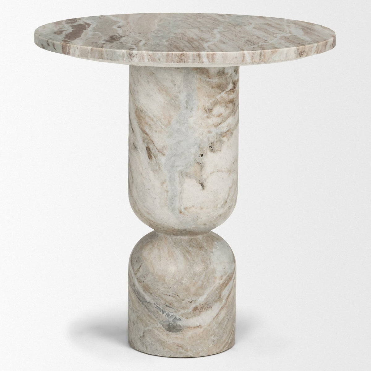 Mercana Nylah Solid Pink Marble Round Accent Table
