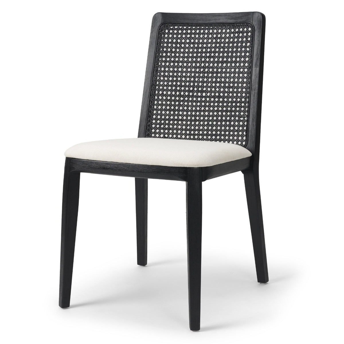 Mercana Clara Cream w/Black Wood Cane Back Dining Side Chair Set of 2, primary product view