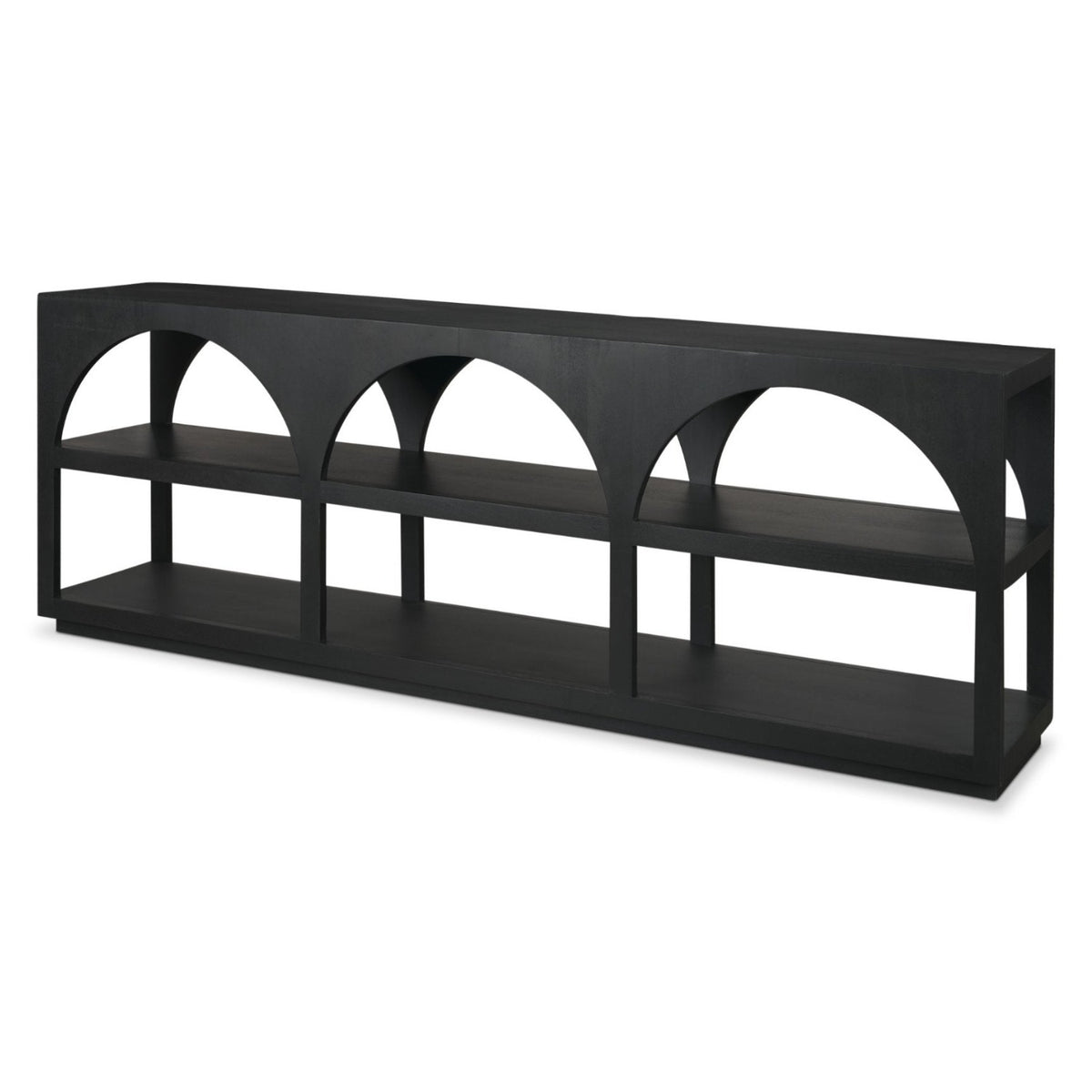 Mercana Bela Matte Black Wood Arched Console Table, primary product view