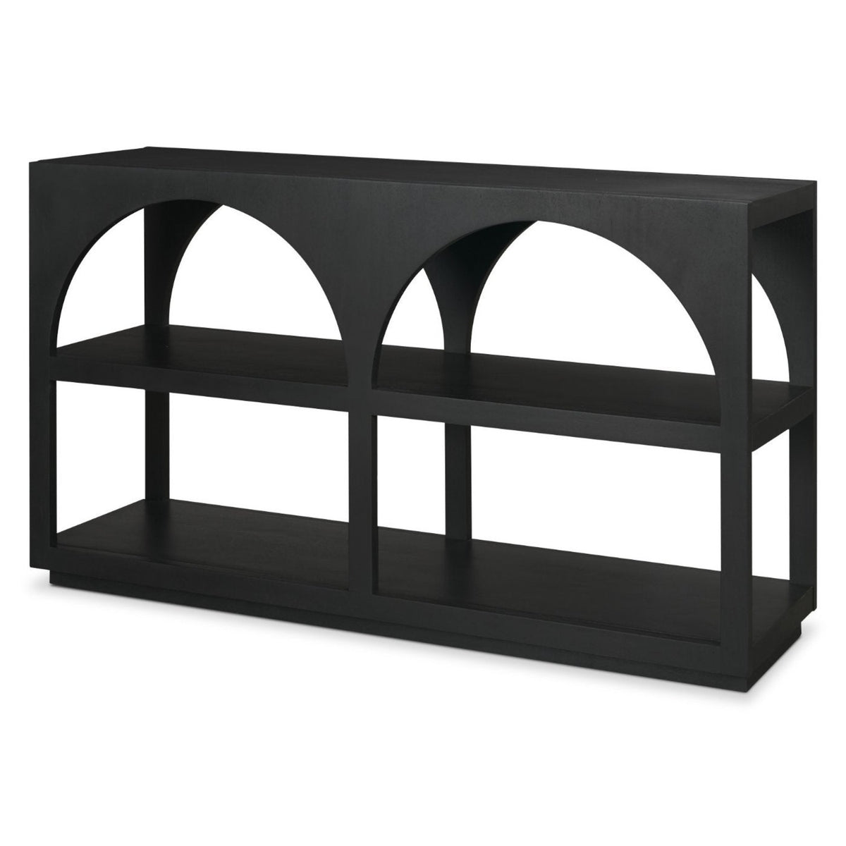 Mercana Bela Matte Black Wood Arched Console Table, primary product view