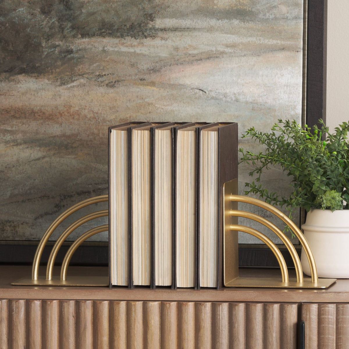 Mercana Hope Gold Metal Bookend Set, primary product view