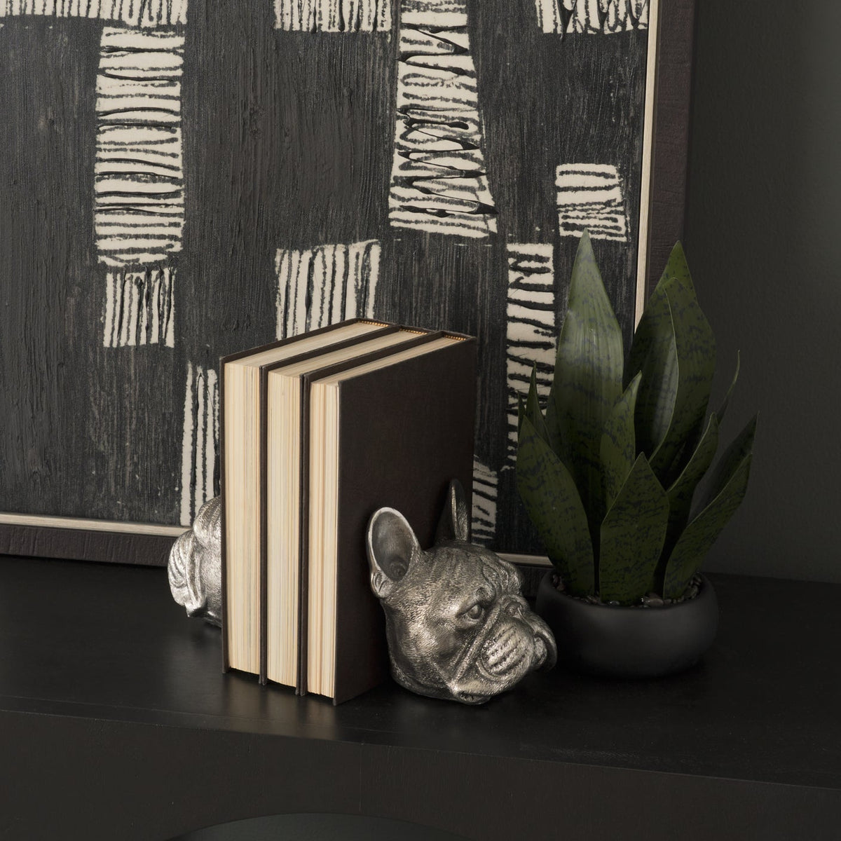 Mercana Bruno (Set of 2) 5L x 5W Silver American Bulldog Bookends