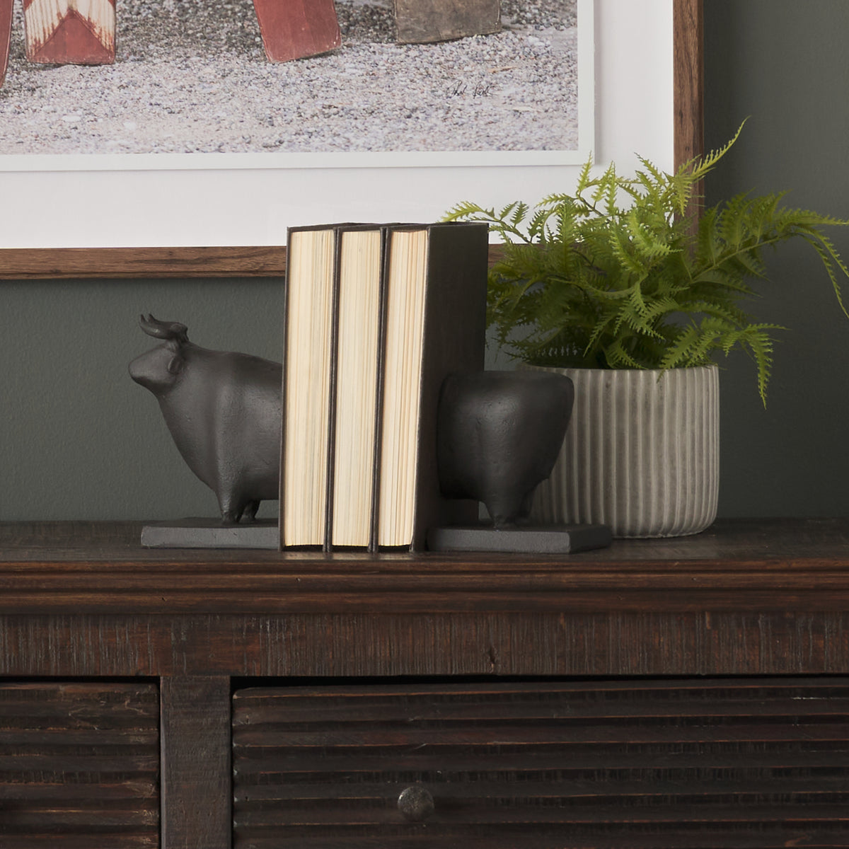 Mercana Taurus III (Set of 2) 9L x 4W Black Cast Aluminum Bull Bookends