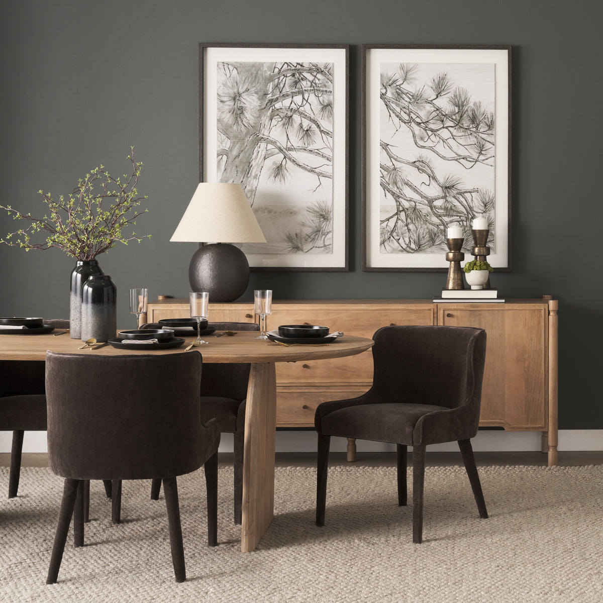 Mercana Isla 86.5"L x 39"W Oval Dining Table | Modern | Light Brown Wood | Seats 6