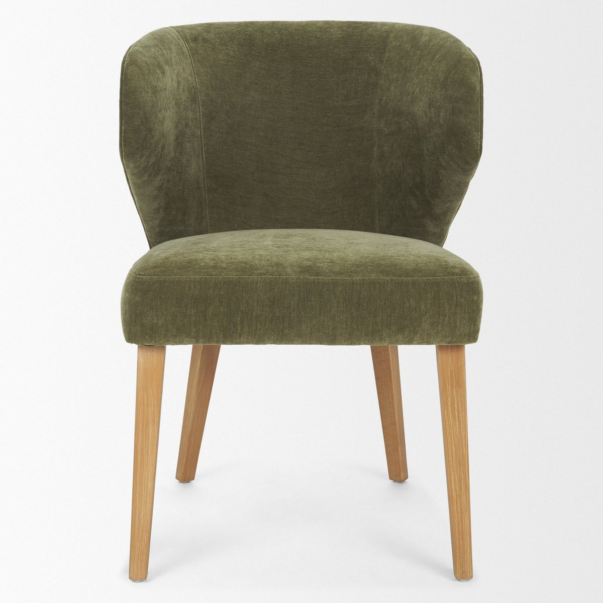 Mercana Niles Wingback Dining Side Chair | Moss Olive Fabric w/ Wooden