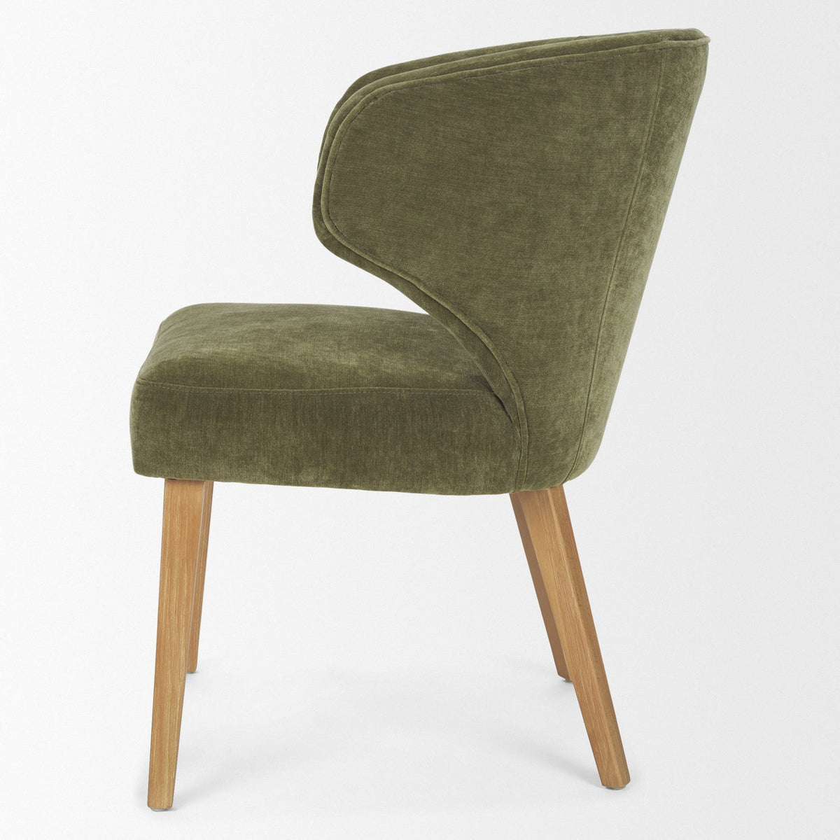 Mercana Niles Wingback Dining Side Chair | Moss Olive Fabric w/ Wooden