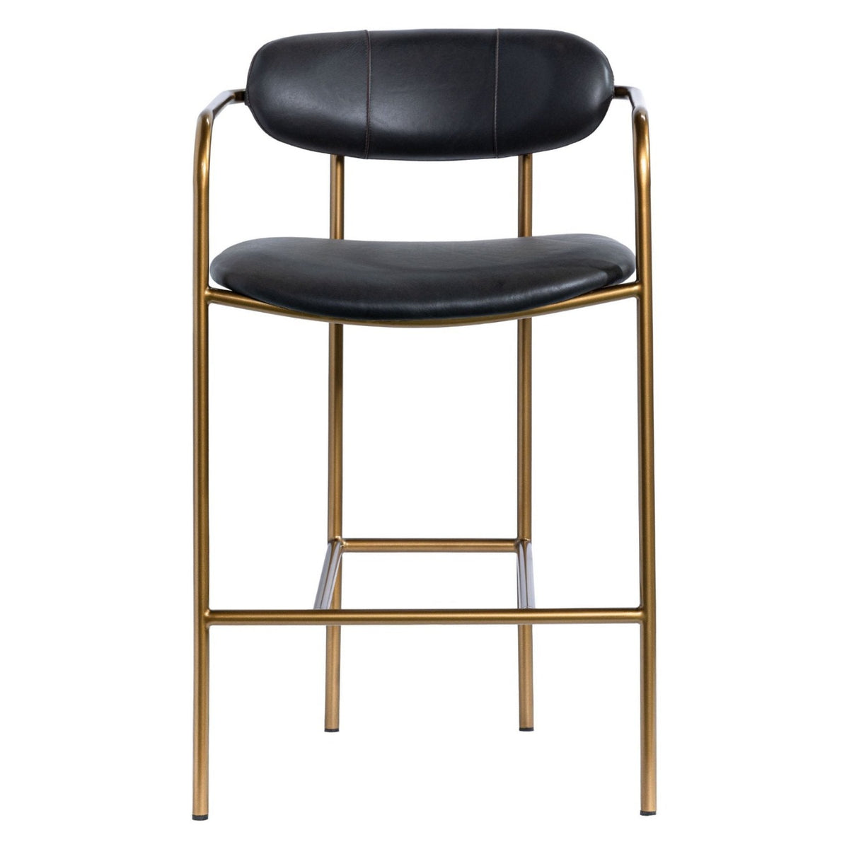 Mercana Parker Black Leather Seat Gold Metal Counter Stool