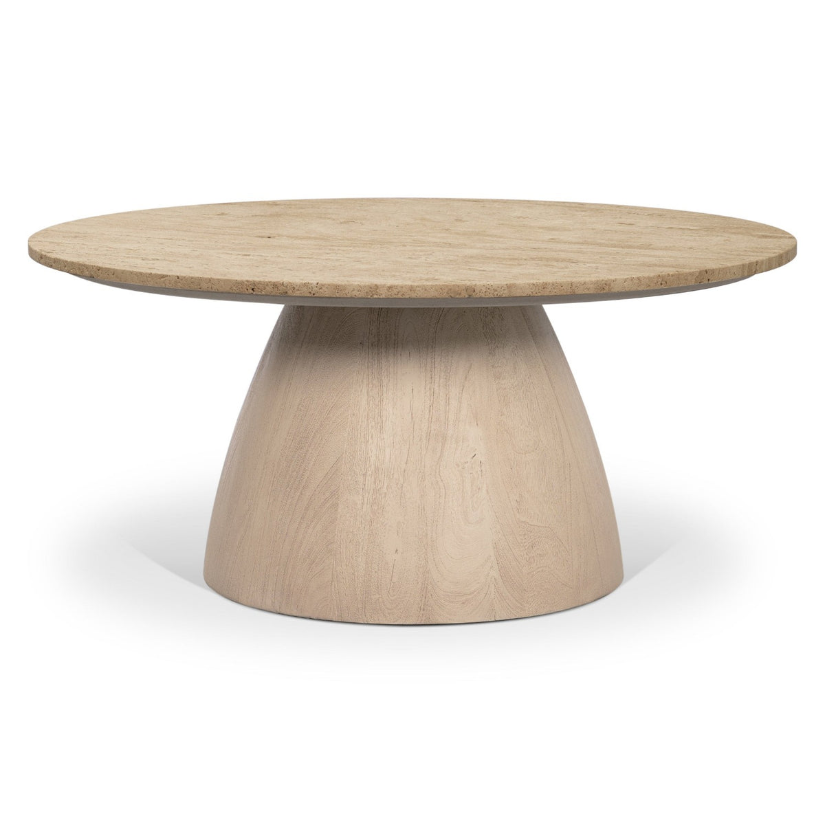 Mercana Allyson Light Wood Base w/Travertine Top Coffee Table in Beige, primary product view