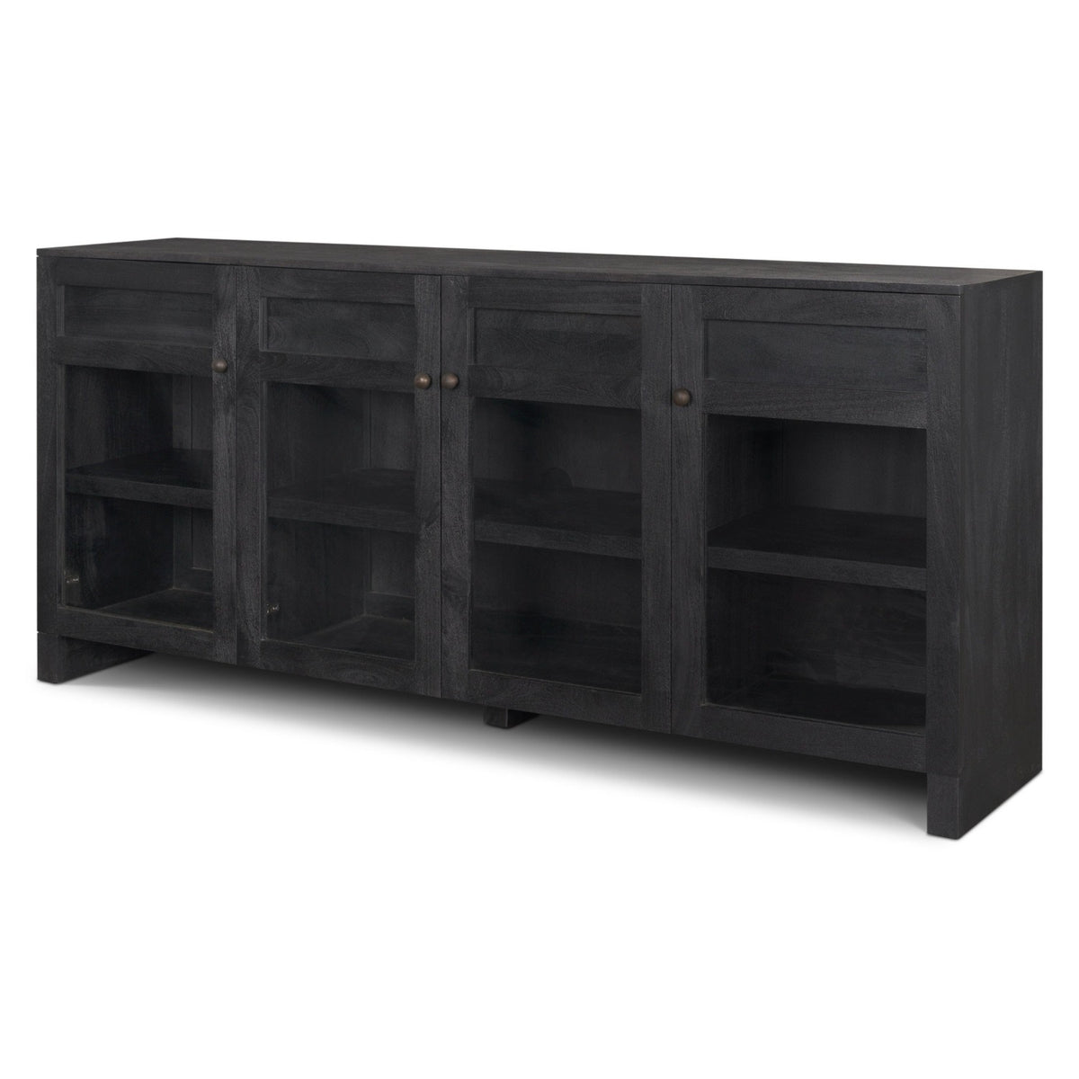 Mercana Suri Black Wood w/ Glass 4-Door Closed Sideboard