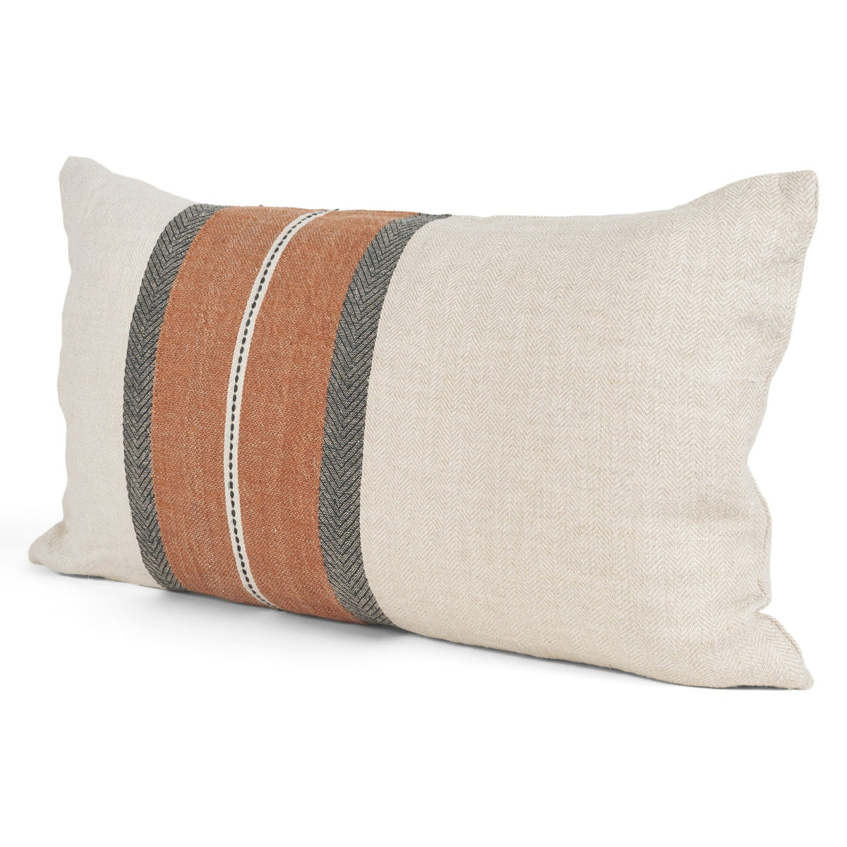 Mercana Mason Cream w/Orange Stripe Decorative Pillow Cover in Beige, primary product view