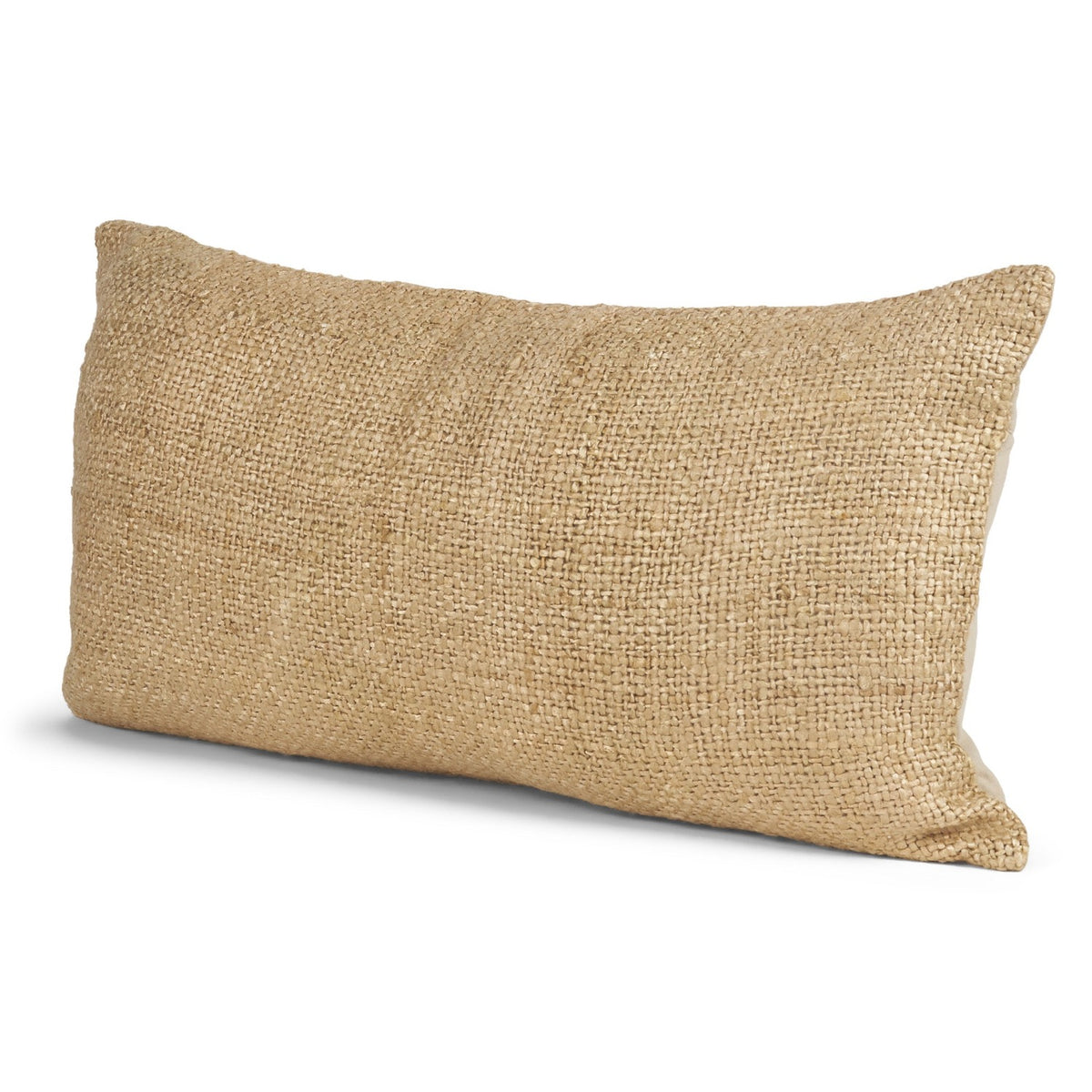 Mercana Lowen Lumbar Gold Woven Decorative Pillow Cover in Beige, primary product view