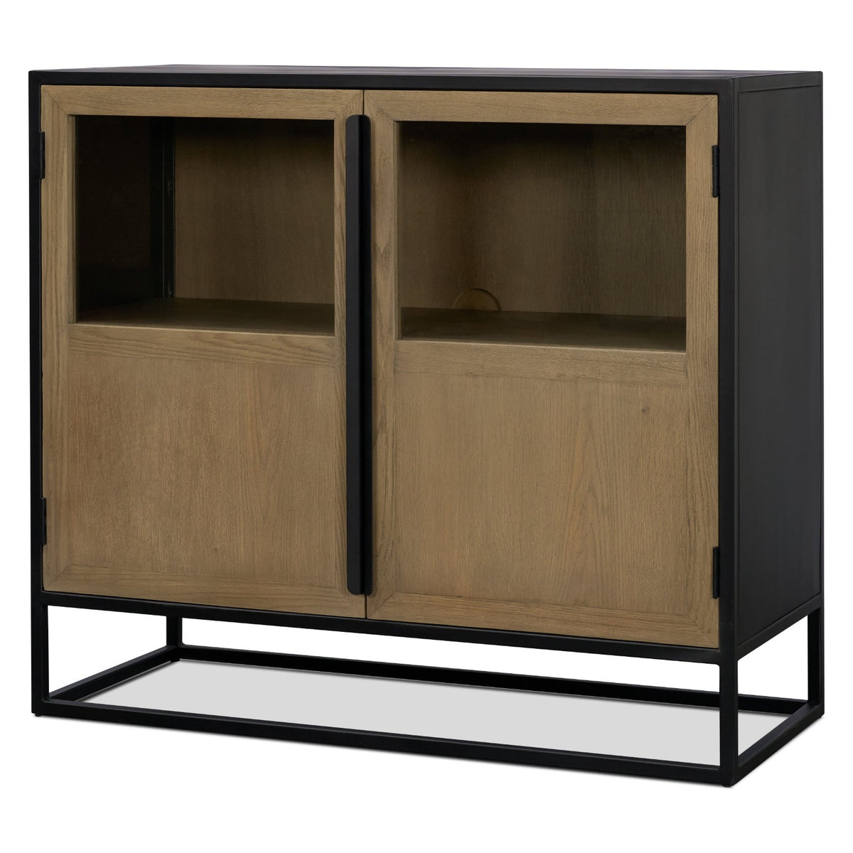 Mercana Sloan Light Brown w/Black Metal Frame Accent Cabinet, primary product view