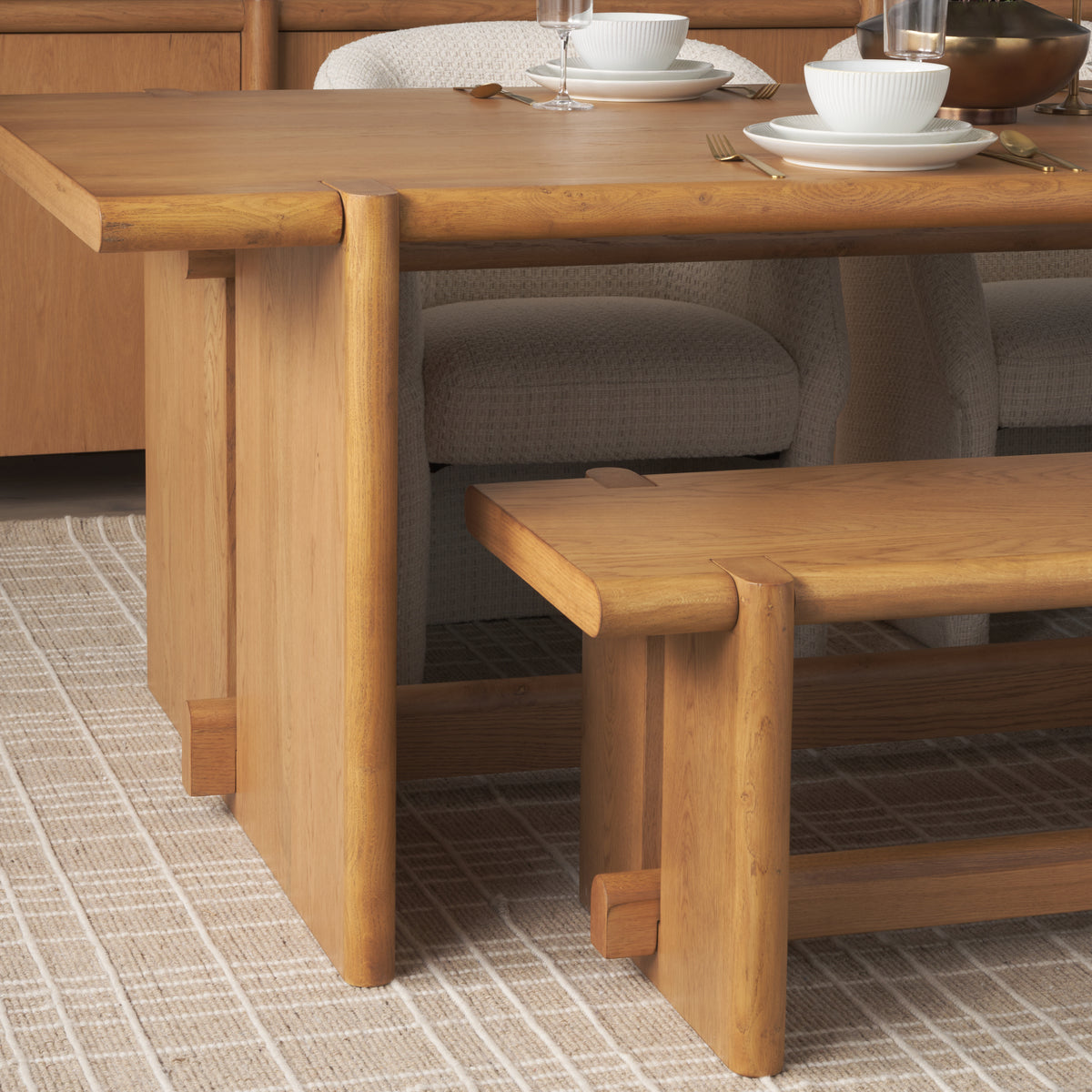 Mercana Rowan 94"L x 44"W Rectangular Dining Table | Modern | Light Brown Oak Wood | Seats 8