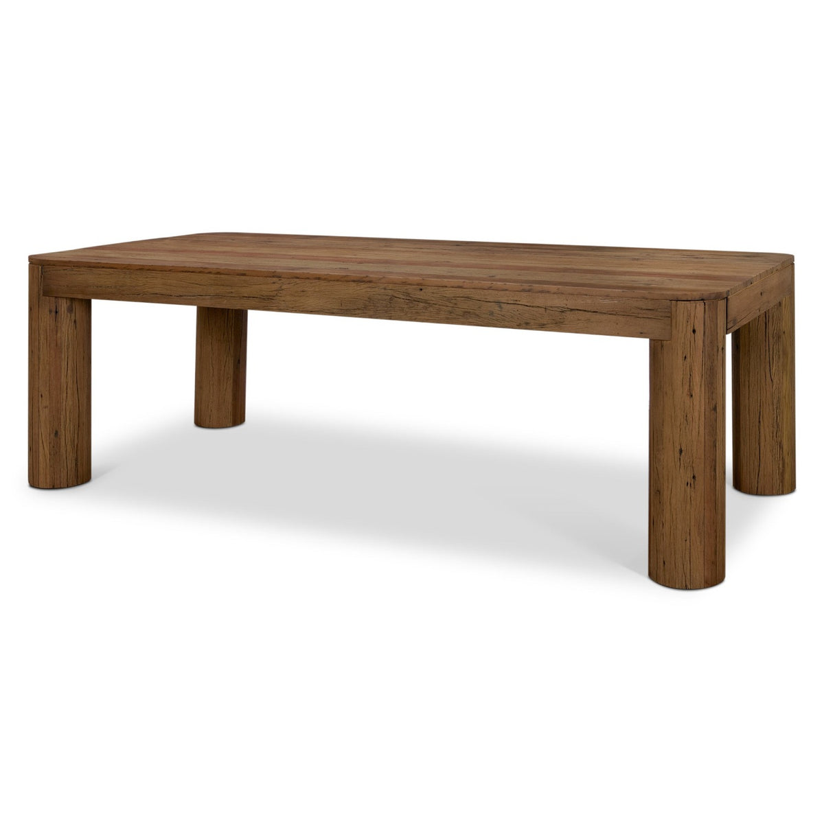 Mercana Hewitt Smooth Reclaimed Wood Rectangular Dining Table in Brown, primary product view