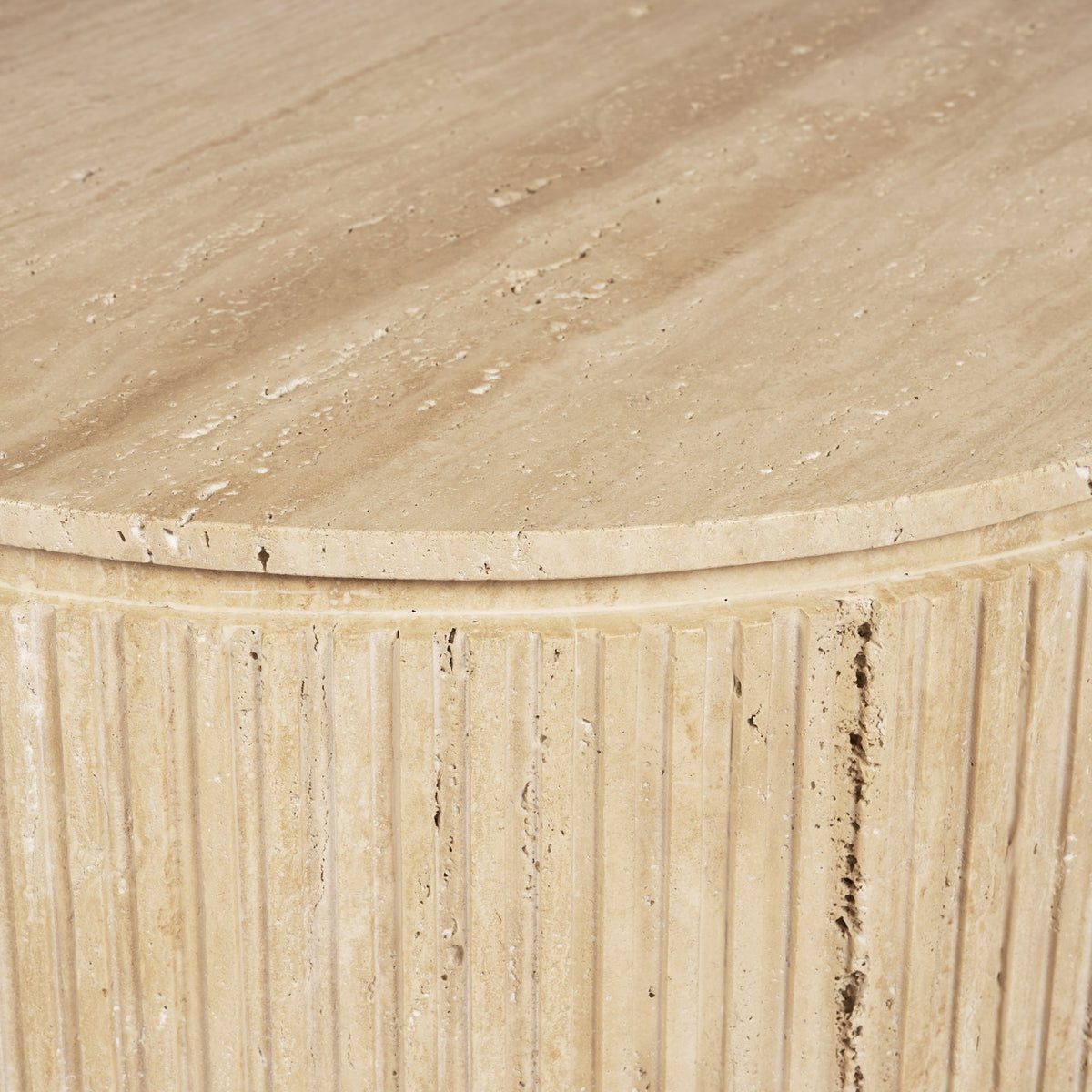 Mercana Elara Ribbed Oblong Travertine Coffee Table