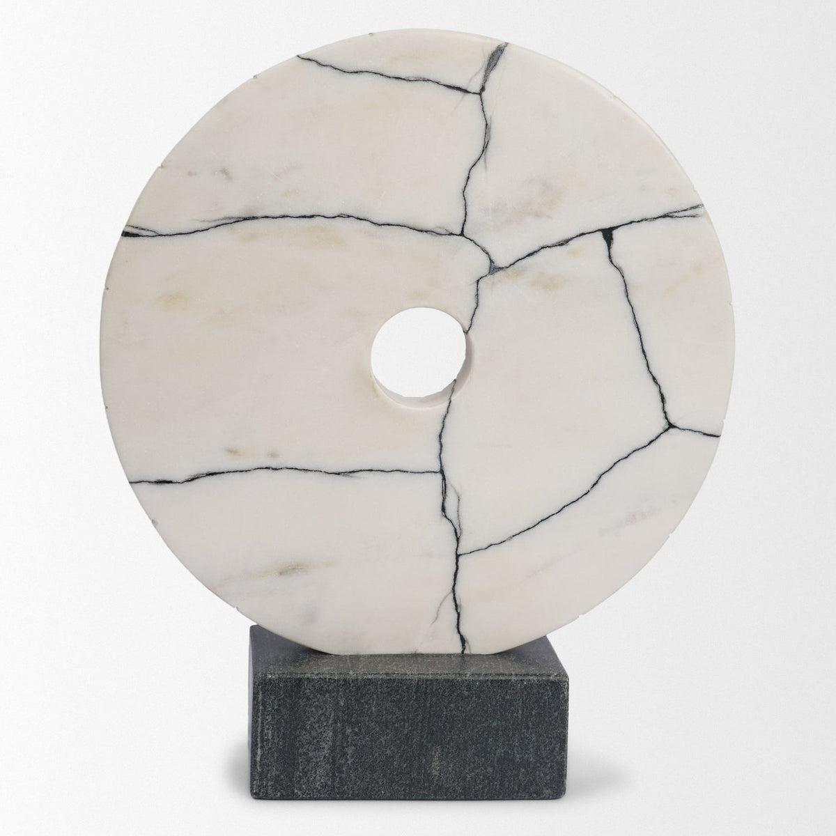 Mercana Orin White Marble Round Disc Decorative Object