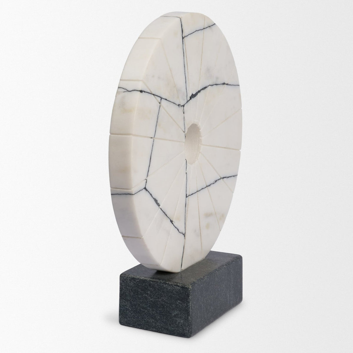 Mercana Orin White Marble Round Disc Decorative Object