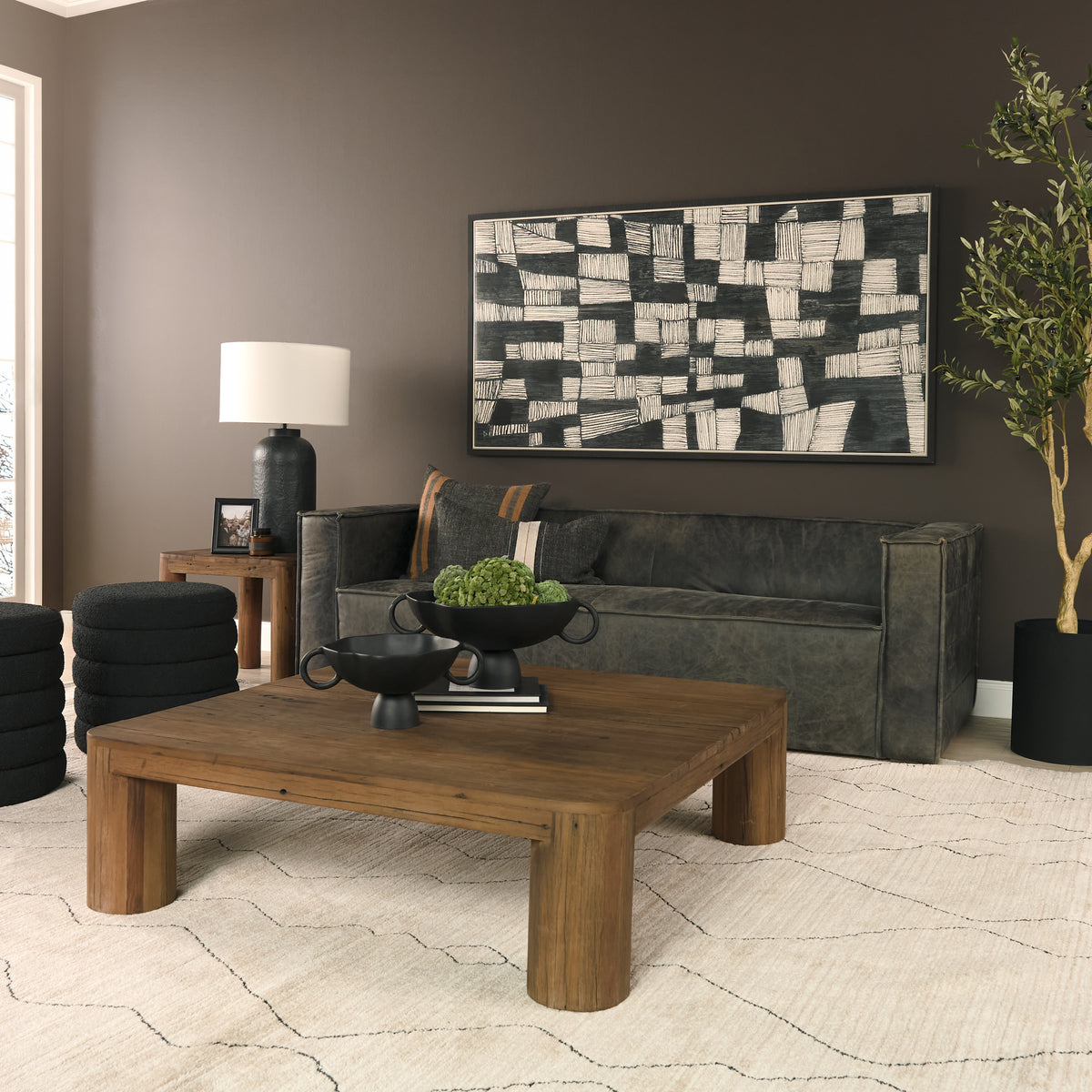 Mercana Hewitt Square Smooth Reclaimed Wood Side Table