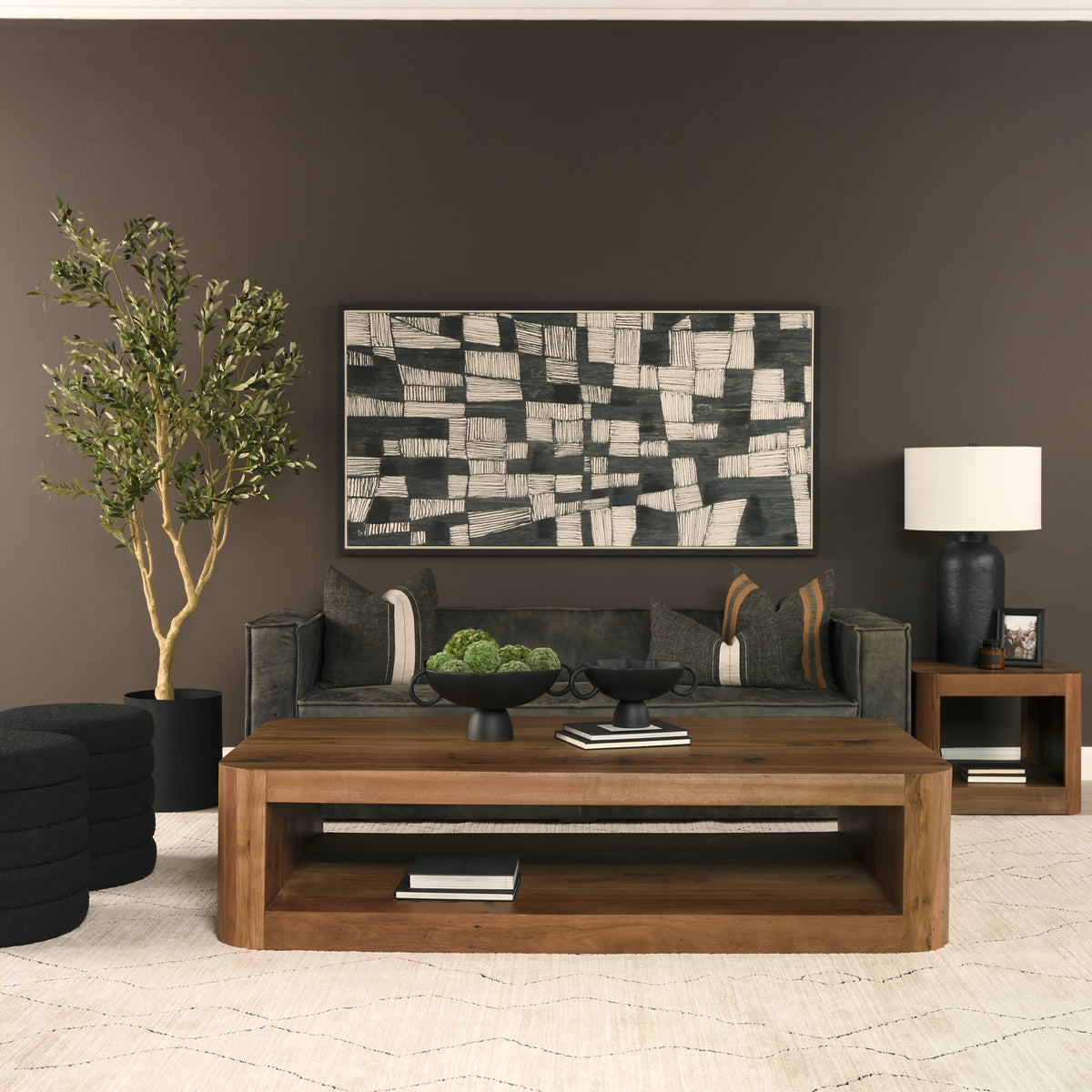 Mercana Dunmore Solid Wood Rectangular Open Shelf Coffee Table