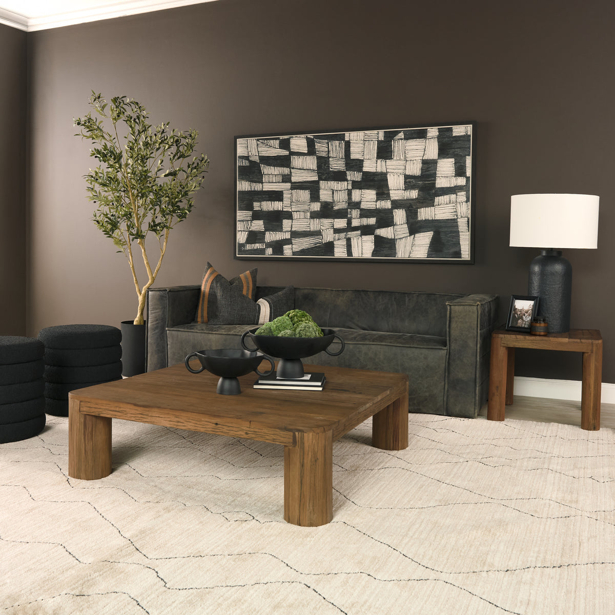 Mercana Hewitt Square Smooth Reclaimed Wood Side Table
