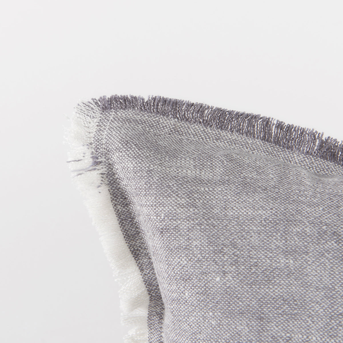 Mercana Thais Gray Fabric Fringed Pillow Cover w/Down Filler