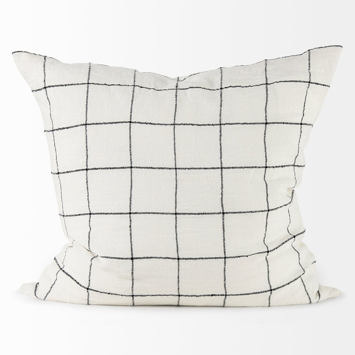 Mercana Suzanne White/Black Square Pattern Pillow Cover w/Filler