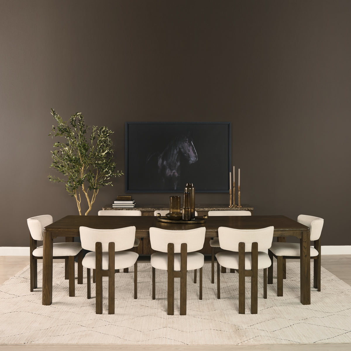 Mercana Kendrix 104"L x 42"W Rectangular Extendable Dining Table | Modern | Dark Brown Wood | Seats 10