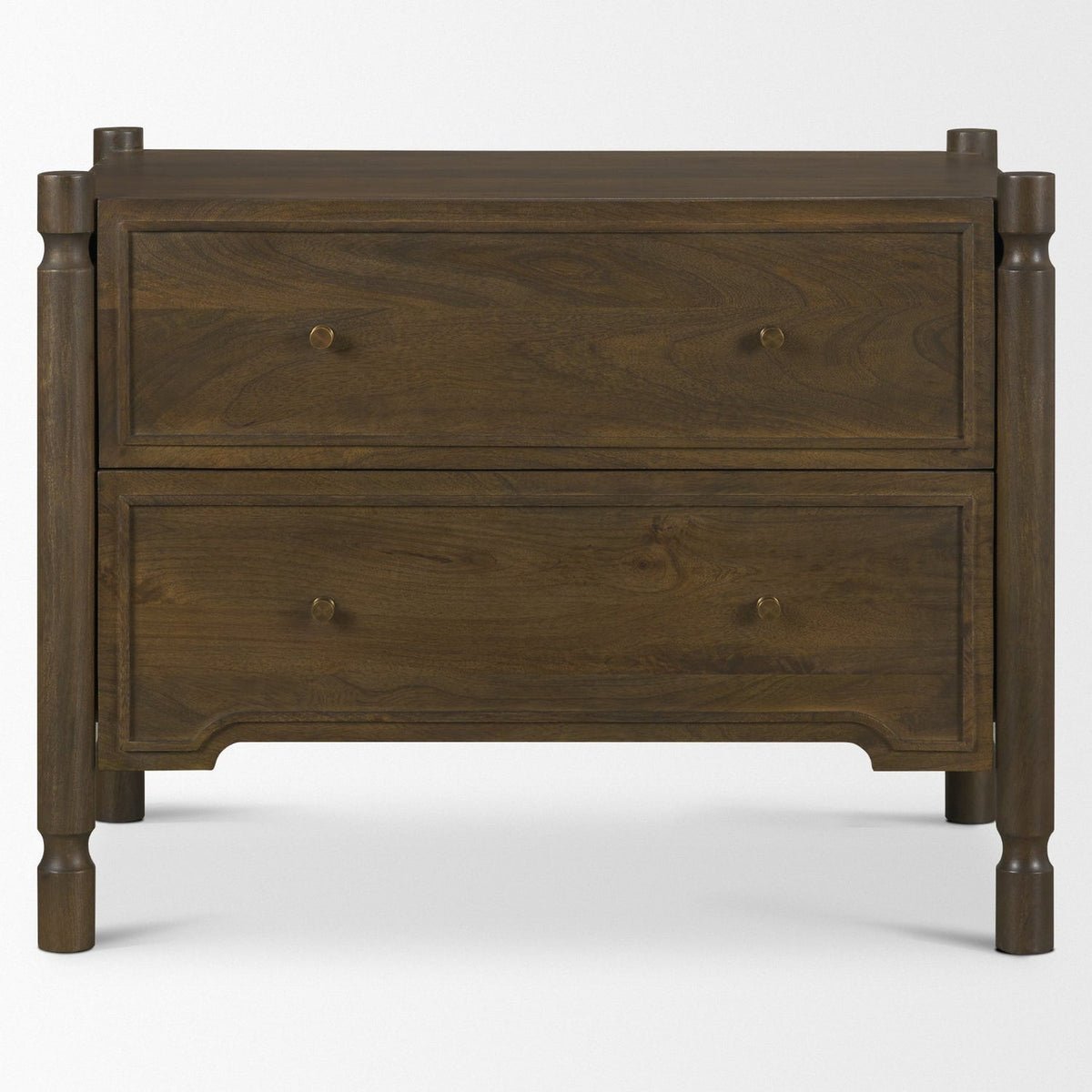 Mercana Phil Dark Brown Wood 2 Drawer Nightstand