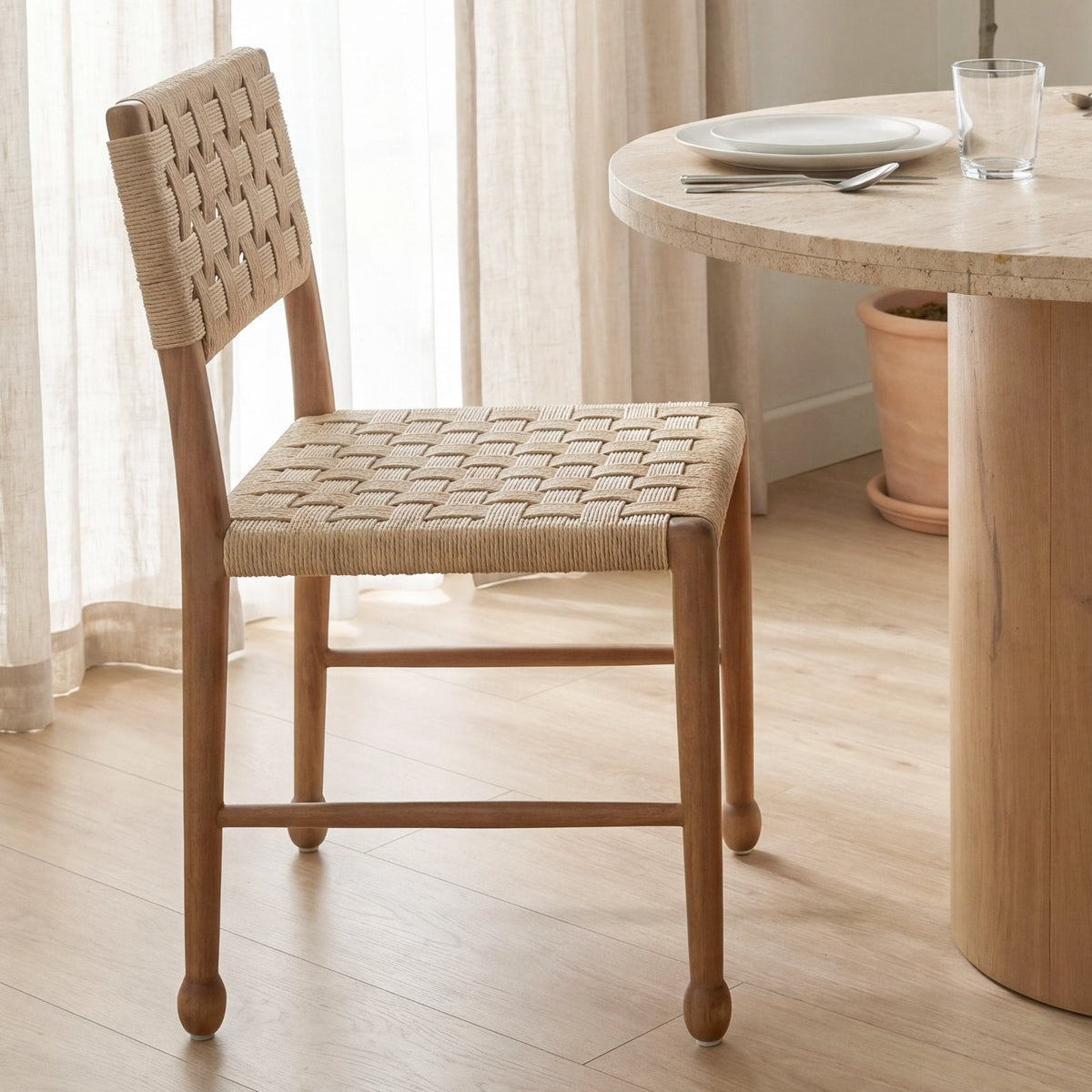 Mercana Brinley Brown Wood Curved Back Dining Side Chair Set of 2, primary product view