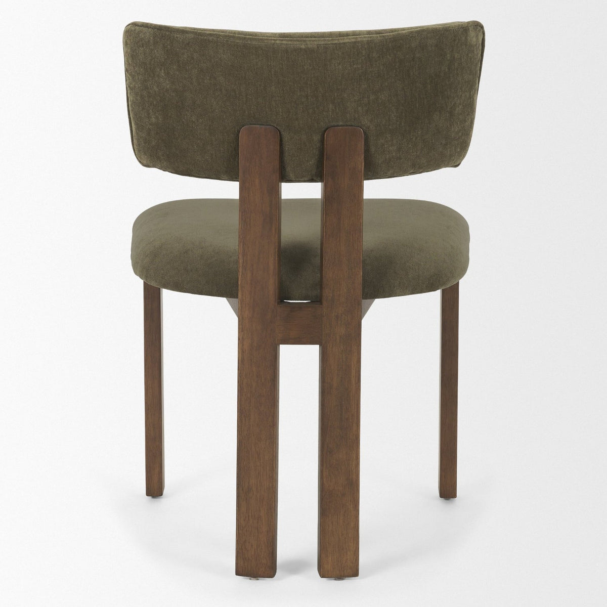 Mercana Soho Open Back Dining Side Chair | Olive Fabric w/ Brown Wood
