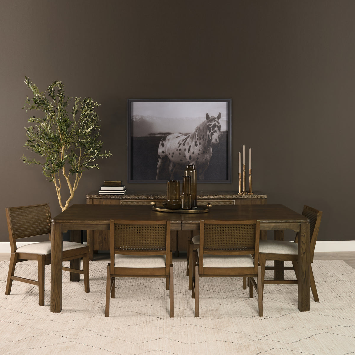 Mercana Kendrix 84" to 104" Rectangular Extendable Dining Table | Dark Brown Wood | Seats 10
