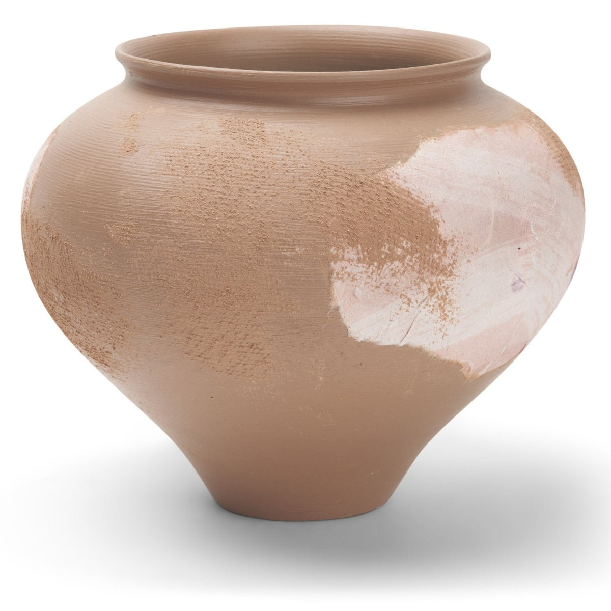 Mercana Velo Brown w/White Hand-Painted Terracotta Decorative Vase, primary product view