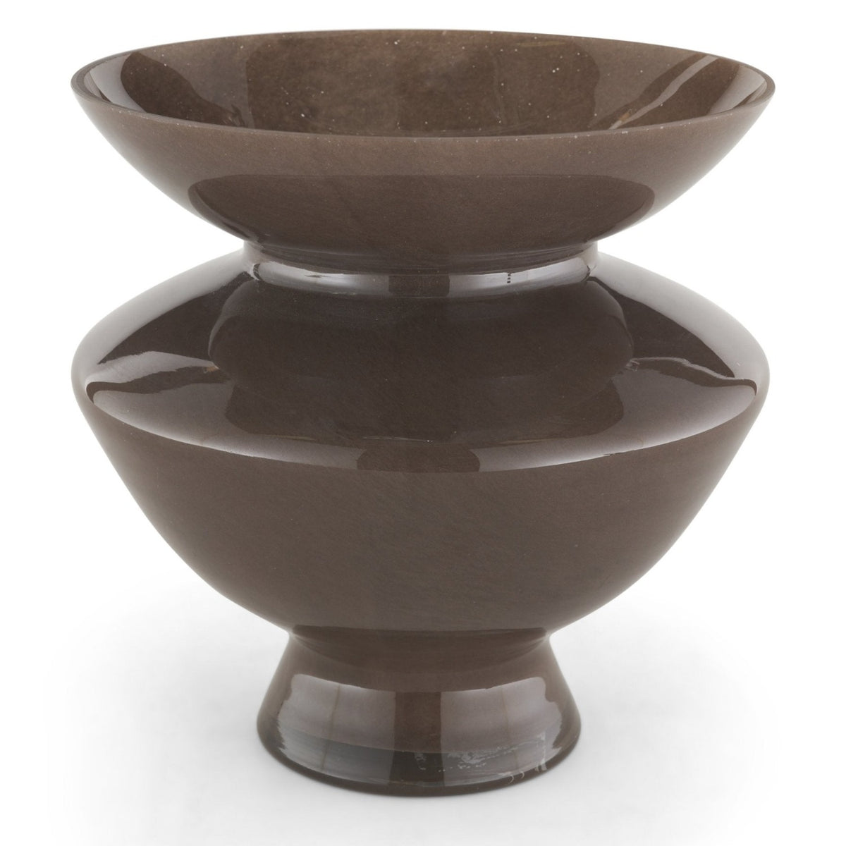 Mercana Bruna Wide Mouth Geometric Brown Glass Vase in Dark Brown, primary product view