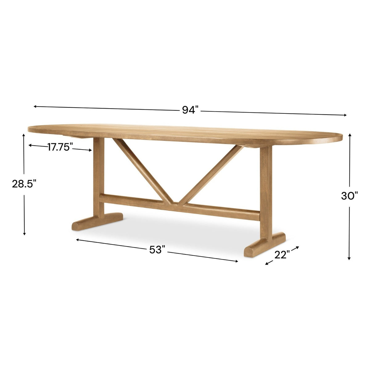 Mercana Viktor 94"L x 42"W Dining Table | Modern | Light Brown Wood | Seats 4