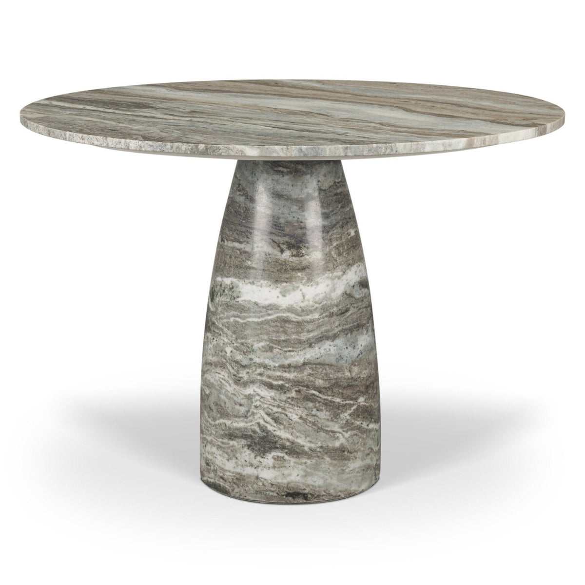 Mercana Allyson Marble Round Pedestal Dining Table in Gray, primary product view