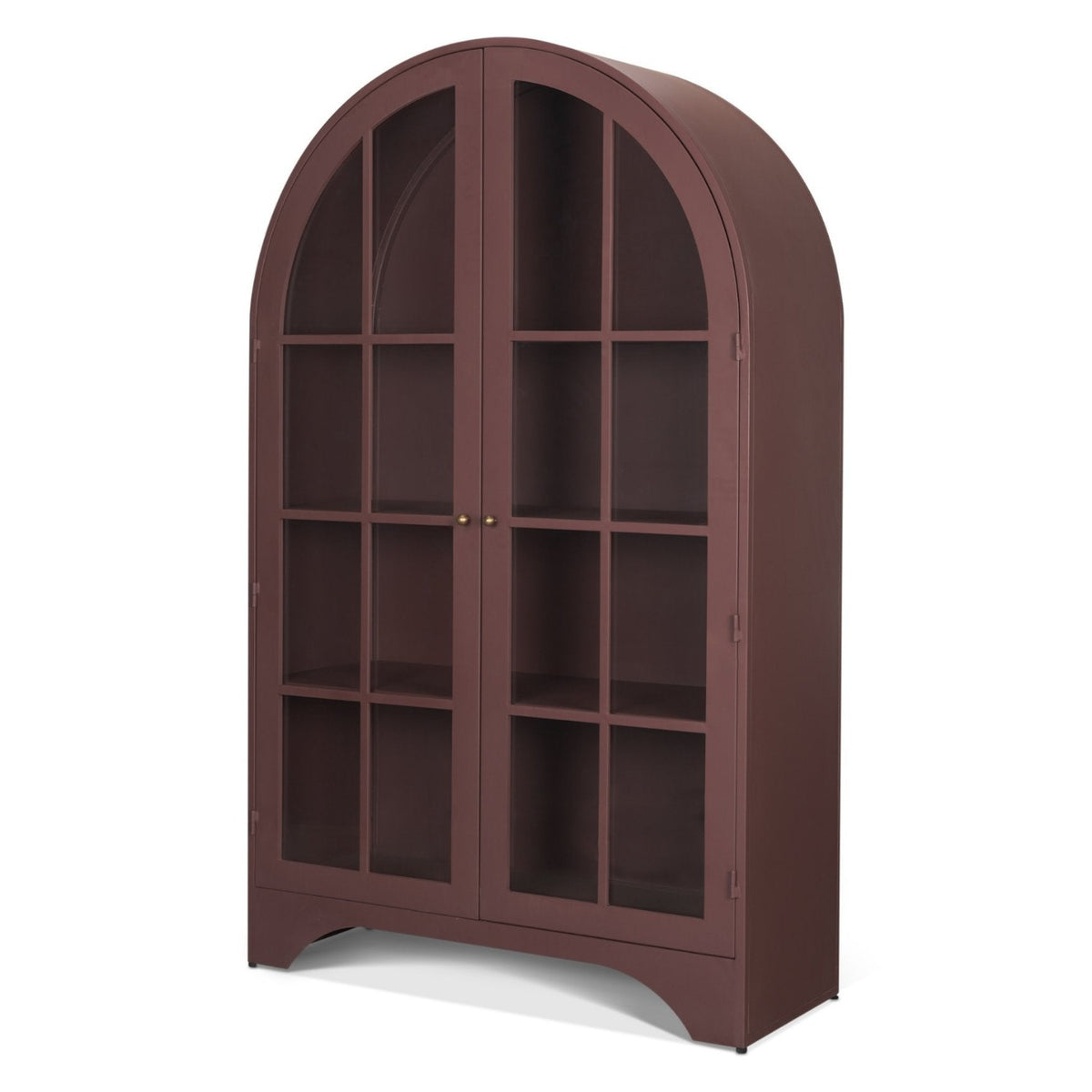 Mercana Rousseau Burgundy Metal Arched Curio Cabinet w/Glass Doors, primary product view