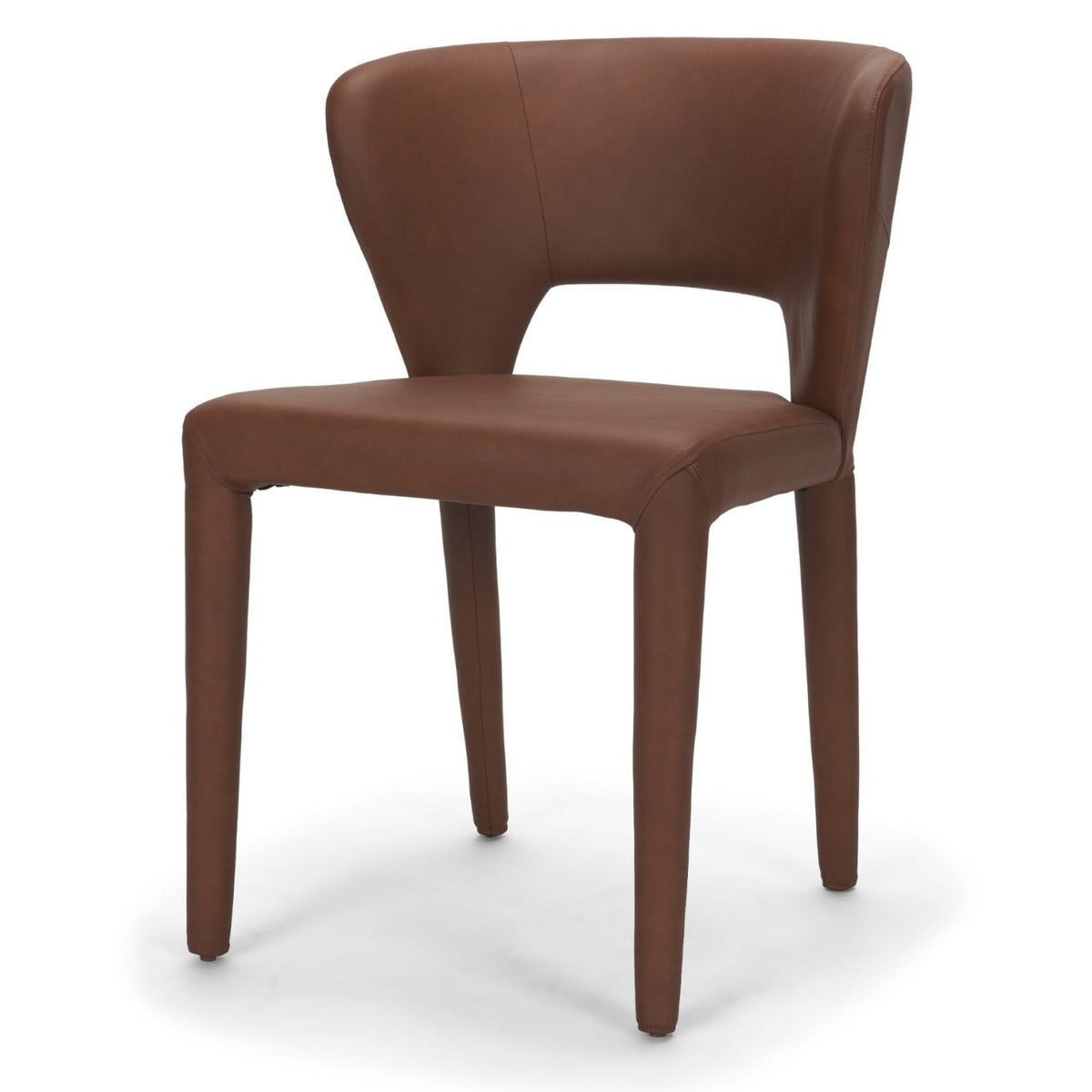Mercana Marek Nutmeg Leather w/Wood Wingback Dining Arm Chair Set of 2 in Brown, primary product view