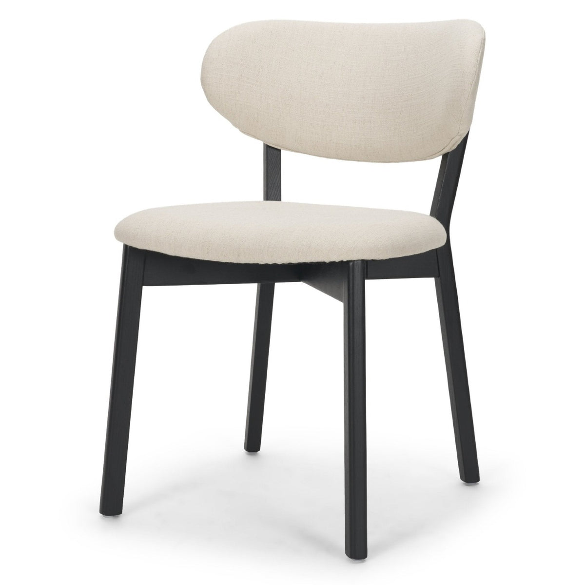 Mercana Cole Natural Linen w/Dark Wood Open Back Dining Side Chair Set of 2 in Beige, primary product view