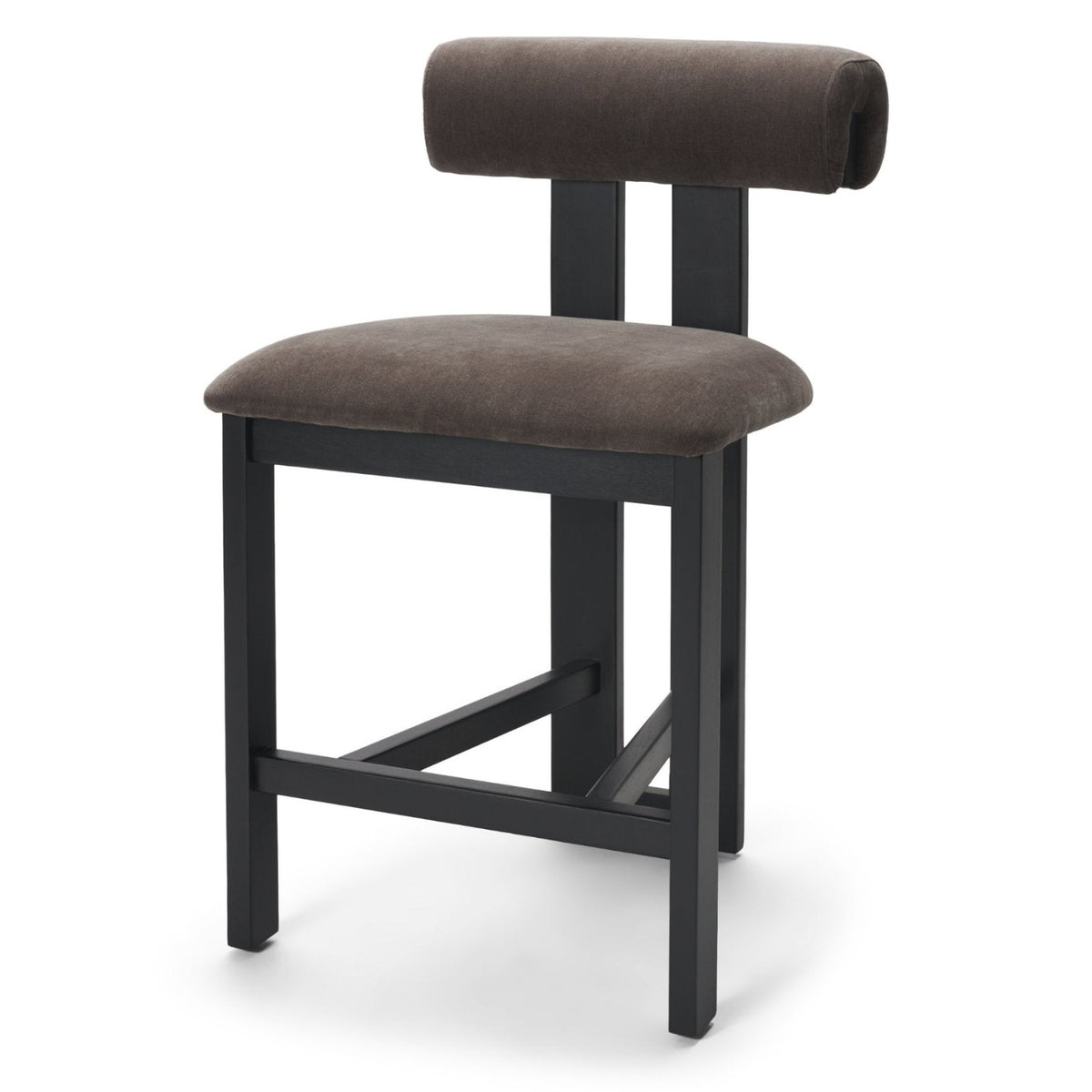 Mercana Tribeca Curve Open Back Charcoal Chenille Tripod Frame Counter Stool Set of 2 in Brown, primary product view