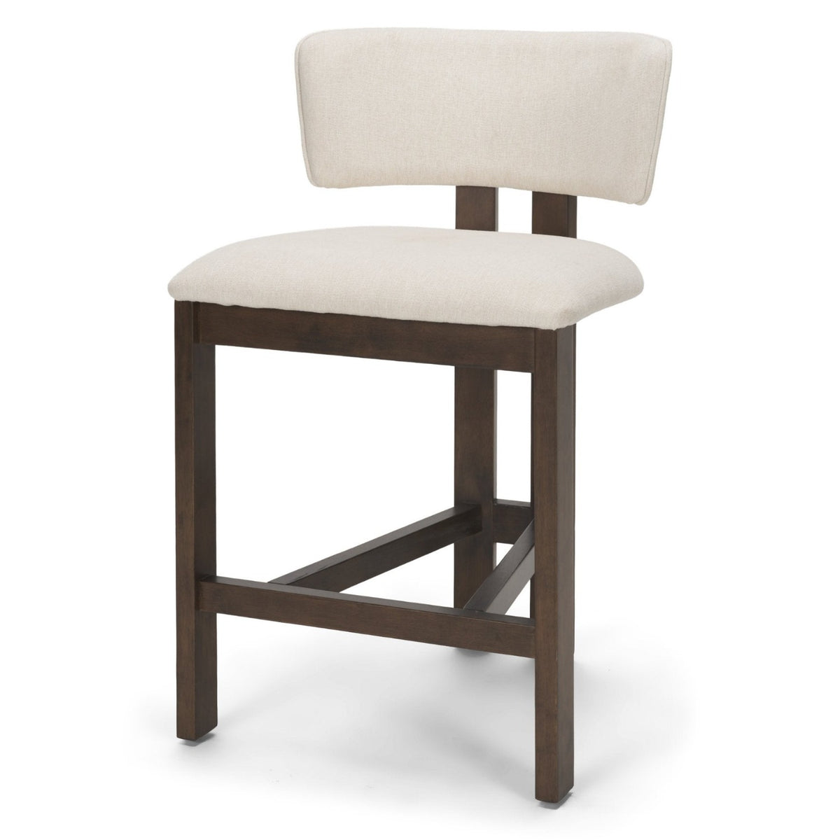 Mercana Soho Curved Open Back Cream Chenille Tripod Frame Counter Stool Set of 2, primary product view