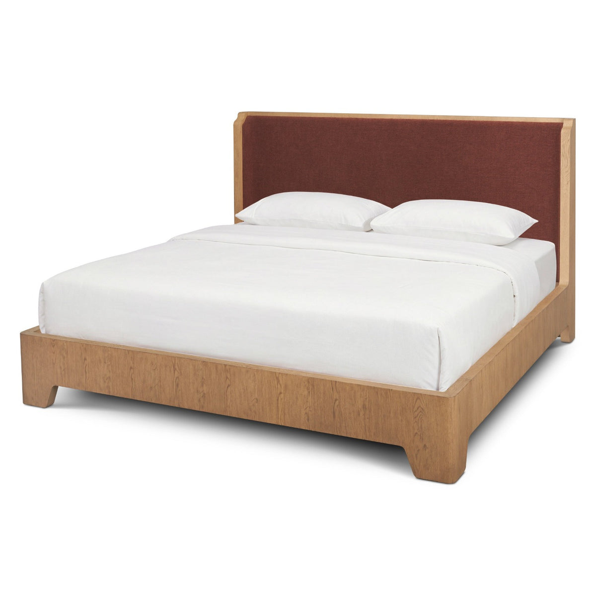 Mercana Holden Burgundy Performance Upholstered Bed in Light Brown, primary product view