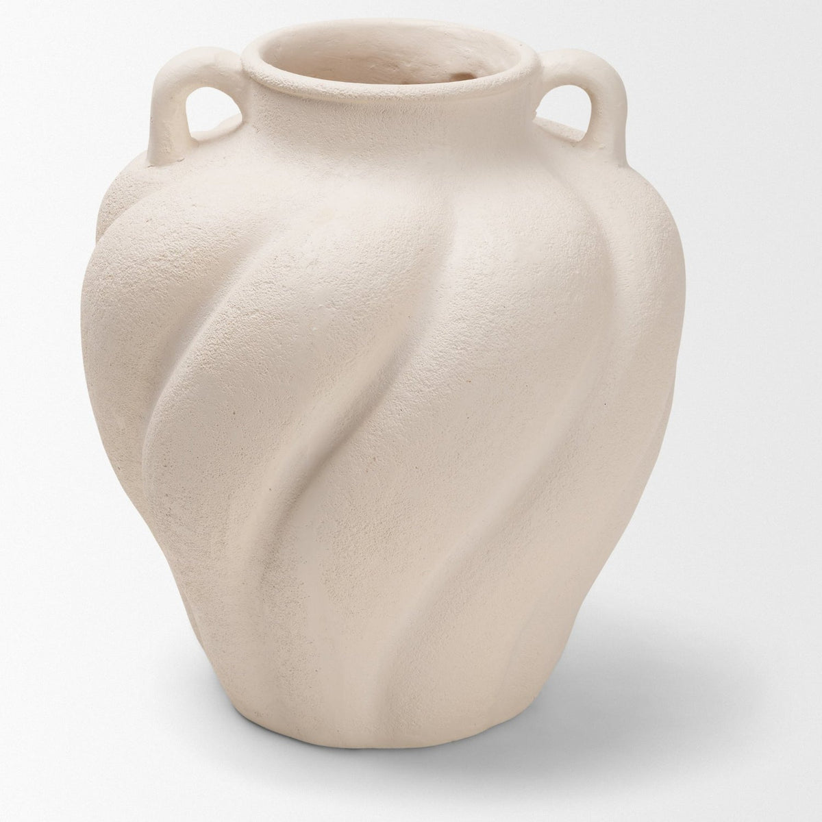 Mercana Syros Twisted Small Cream Ceramic Urn Vase