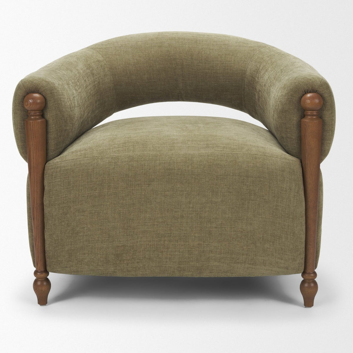 Mercana Margaux Olive Fabric Open Back Barrel Accent Chair